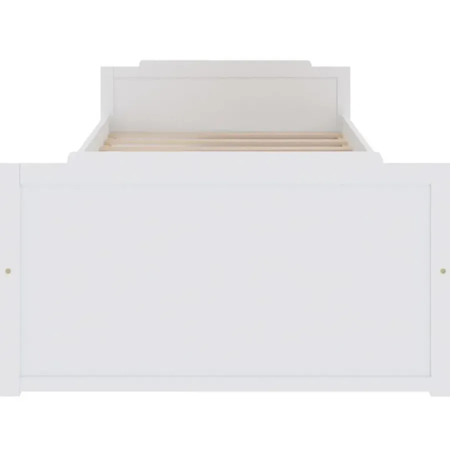 1-Persoons Bedden-vidaXL - Bed frame met lades - Wit - Massief grenenhout - 90x200 cm