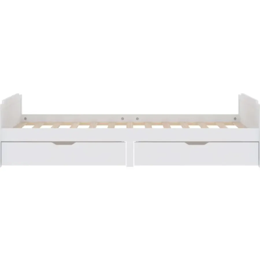 1-Persoons Bedden-vidaXL - Bed frame met lades - Wit - Massief grenenhout - 90x200 cm