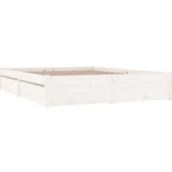 Twijfelaars-vidaXL - Bed frame met lades - wit - Massief grenenhout - 120x200 cm