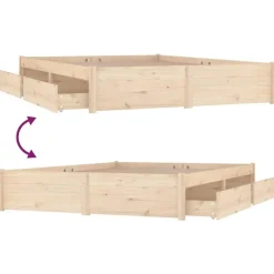 vidaXL - Bed frame met lades - Naturel - Massief grenenhout - 160x200 cm