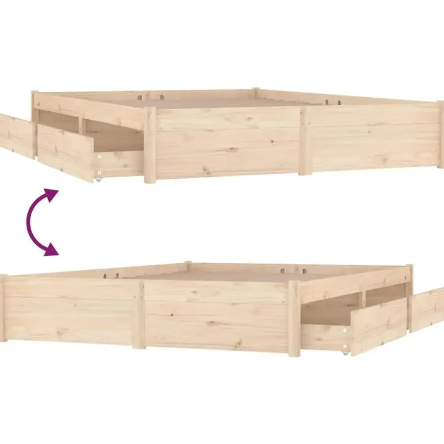 vidaXL - Bed frame met lades - Naturel - Massief grenenhout - 160x200 cm