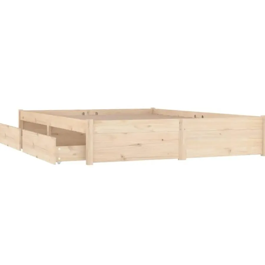 vidaXL - Bed frame met lades - Naturel - Massief grenenhout - 160x200 cm