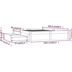 vidaXL - Bed frame met lades - Naturel - Massief grenenhout - 160x200 cm