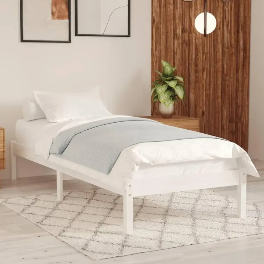 vidaXL - Bed frame met lattenbodem - Wit - Grenenhout - 90x200 cm