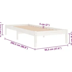 vidaXL - Bed frame met lattenbodem - Wit - Grenenhout - 90x200 cm
