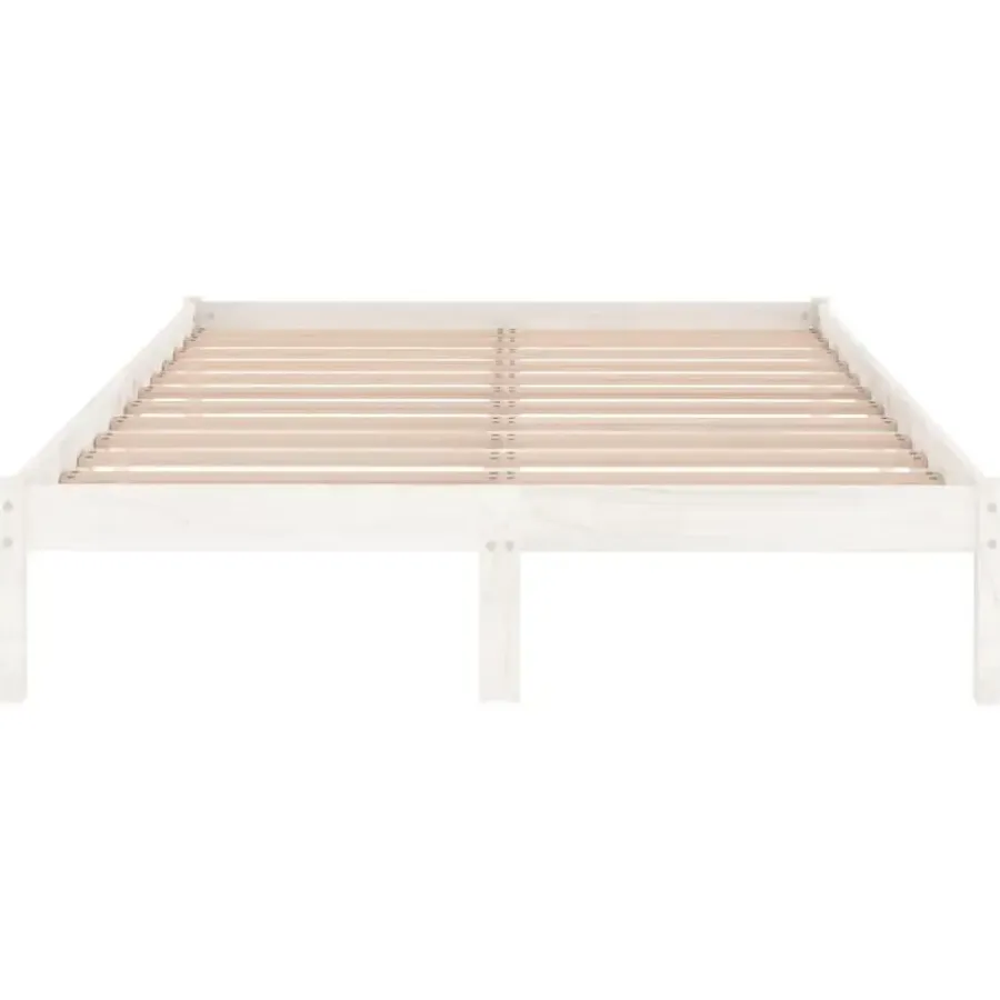 vidaXL - Bed frame met lattenbodem - Wit - Massief grenenhout - 140x200 cm