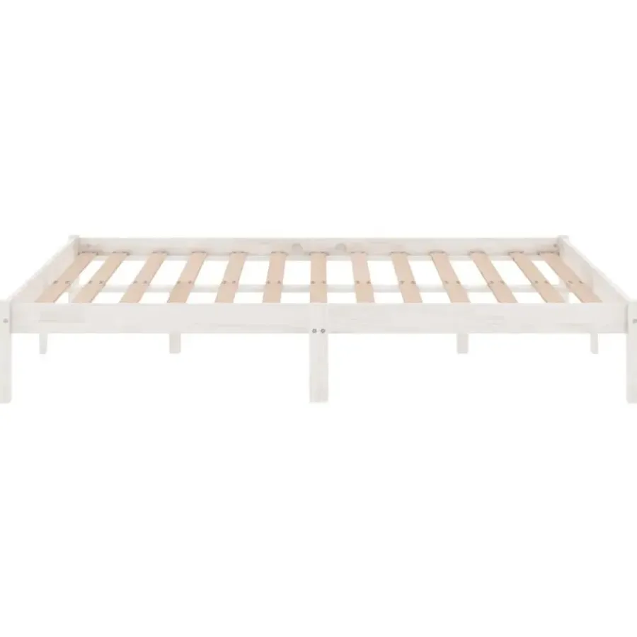 vidaXL - Bed frame met lattenbodem - Wit - Massief grenenhout - 140x200 cm