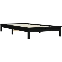 1-Persoons Bedden-vidaXL - Bed frame met lattenbodem - Zwart - Massief grenenhout - 90x200 cm