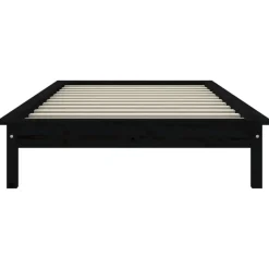 1-Persoons Bedden-vidaXL - Bed frame met lattenbodem - Zwart - Massief grenenhout - 90x200 cm