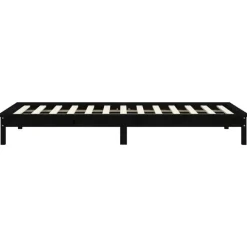 1-Persoons Bedden-vidaXL - Bed frame met lattenbodem - Zwart - Massief grenenhout - 90x200 cm