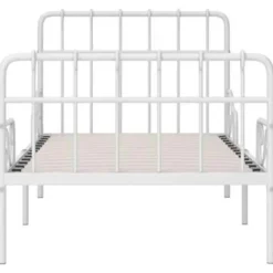 vidaXL - Bed frame met lattenbodem - Wit - Metaal - 90x200 cm