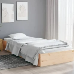 vidaXL - Bed frame met lattenbodem - Naturel - Massief hout - 90x190 cm