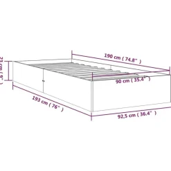 vidaXL - Bed frame met lattenbodem - Naturel - Massief hout - 90x190 cm