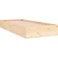 1-Persoons Bedden-vidaXL - Bed frame met lattenbodem - Naturel - Massief hout - 75x190 cm