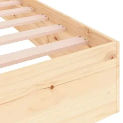 1-Persoons Bedden-vidaXL - Bed frame met lattenbodem - Naturel - Massief hout - 75x190 cm