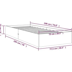 1-Persoons Bedden-vidaXL - Bed frame met lattenbodem - Naturel - Massief hout - 75x190 cm