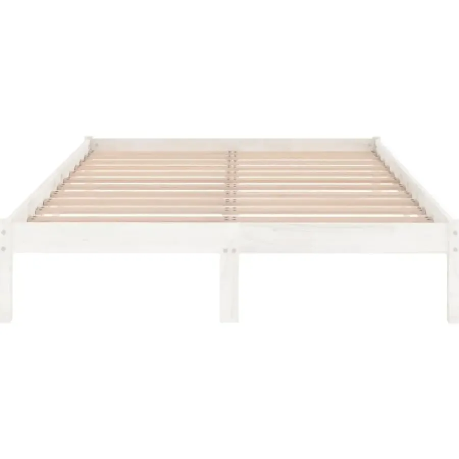 2-Persoons Bedden-vidaXL - Bed frame met lattenbodem - Wit - Massief grenenhout - 120x200 cm