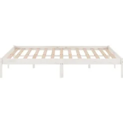 2-Persoons Bedden-vidaXL - Bed frame met lattenbodem - Wit - Massief grenenhout - 120x200 cm