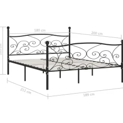 vidaXL - Bed frame met lattenbodem - Zwart - Metaal - 180x200 cm