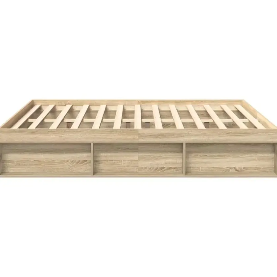 Twijfelaars-vidaXL - Bed frame met opbergruimte - Sonoma eikenkleurig - Hout - 200x200 cm