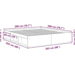 Twijfelaars-vidaXL - Bed frame met opbergruimte - Sonoma eikenkleurig - Hout - 200x200 cm
