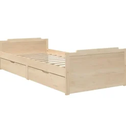 vidaXL - Bed frame met twee lades - Naturel - Massief grenenhout - 90x200 cm