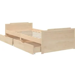 vidaXL - Bed frame met twee lades - Naturel - Massief grenenhout - 90x200 cm