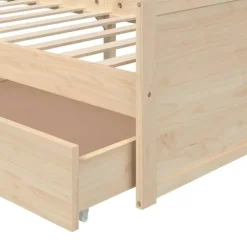 vidaXL - Bed frame met twee lades - Naturel - Massief grenenhout - 90x200 cm