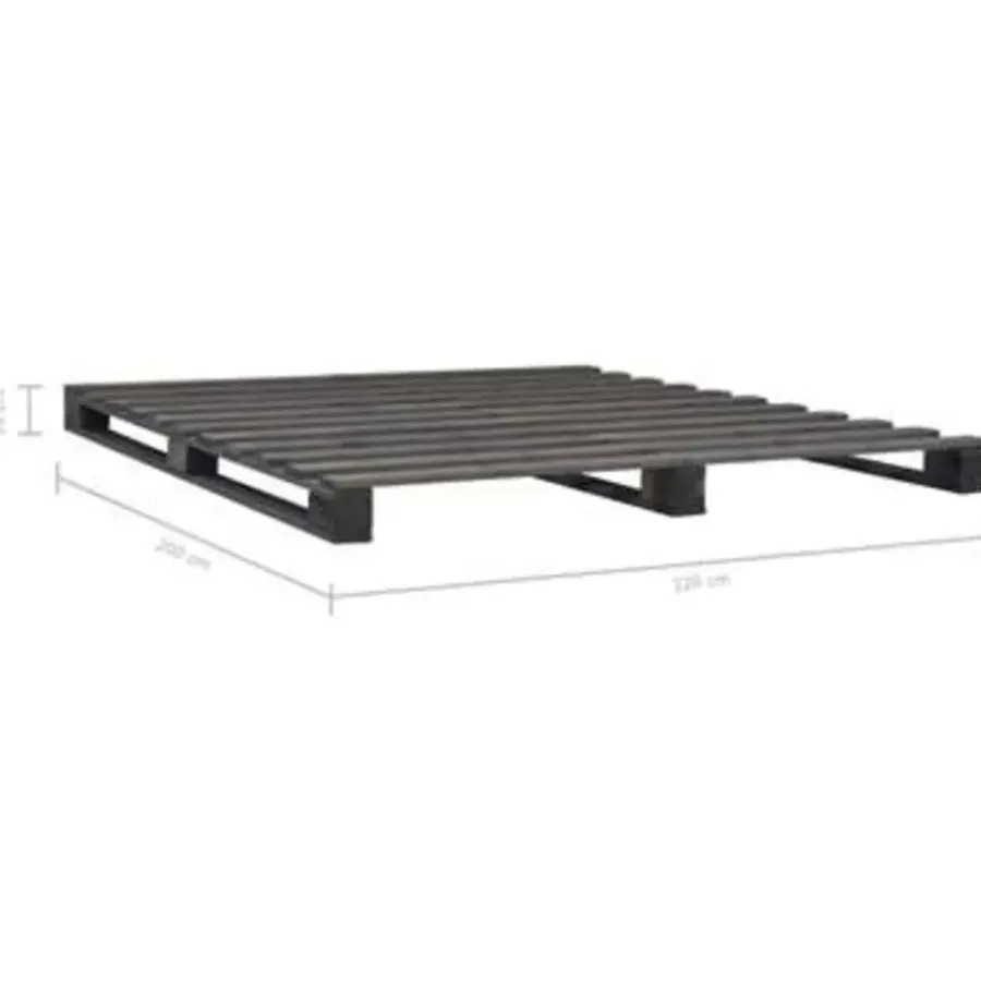 vidaXL - Bed frame pallet - Grijs - Massief grenenhout - 120x200 cm
