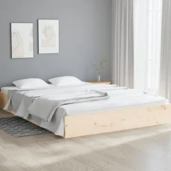 vidaXL - Bed frame pallet zonder matras - Naturel -Massief hout - 140x200 cm