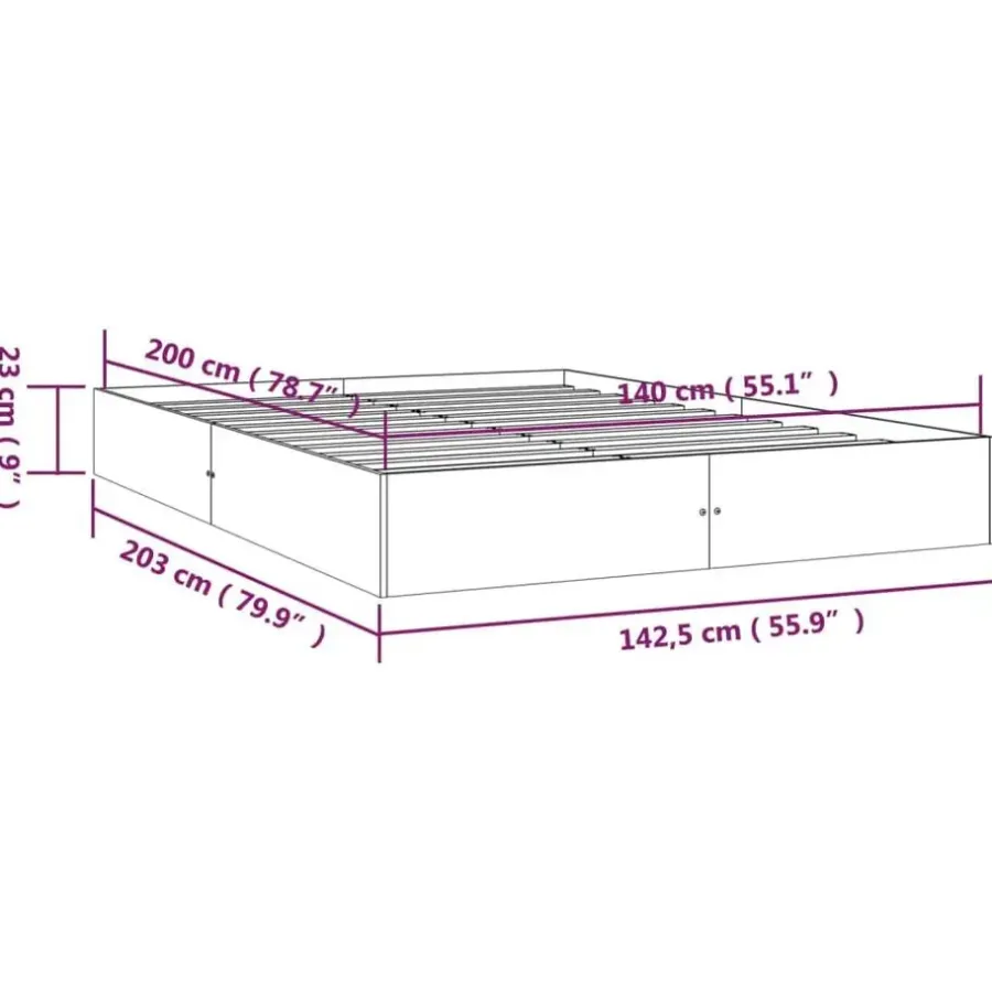 vidaXL - Bed frame pallet - Wit - Massief hout - 140x200 cm