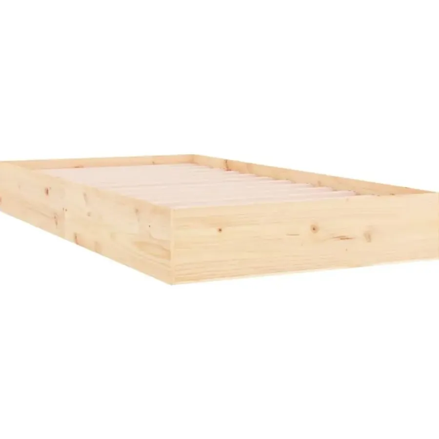 vidaXL - Bed frame pallet met lattenbodem - Naturel- Massief hout - 90x200 cm