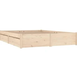 Twijfelaars-vidaXL - Bed frame zonder matras met lades - Naturel - Grenenhout - 120x200 cm