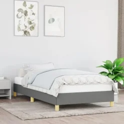 vidaXL - Bed frame zonder matras - Grijs en geel - Stof - 80x200 cm