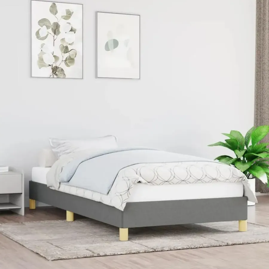 vidaXL - Bed frame zonder matras - Grijs en geel - Stof - 80x200 cm