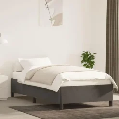 1-Persoons Bedden-vidaXL - Bed frame zonder matras - Donkergrijs- Fluweel - 90x200 cm