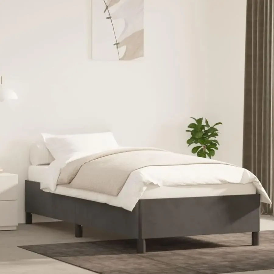 1-Persoons Bedden-vidaXL - Bed frame zonder matras - Donkergrijs- Fluweel - 90x200 cm