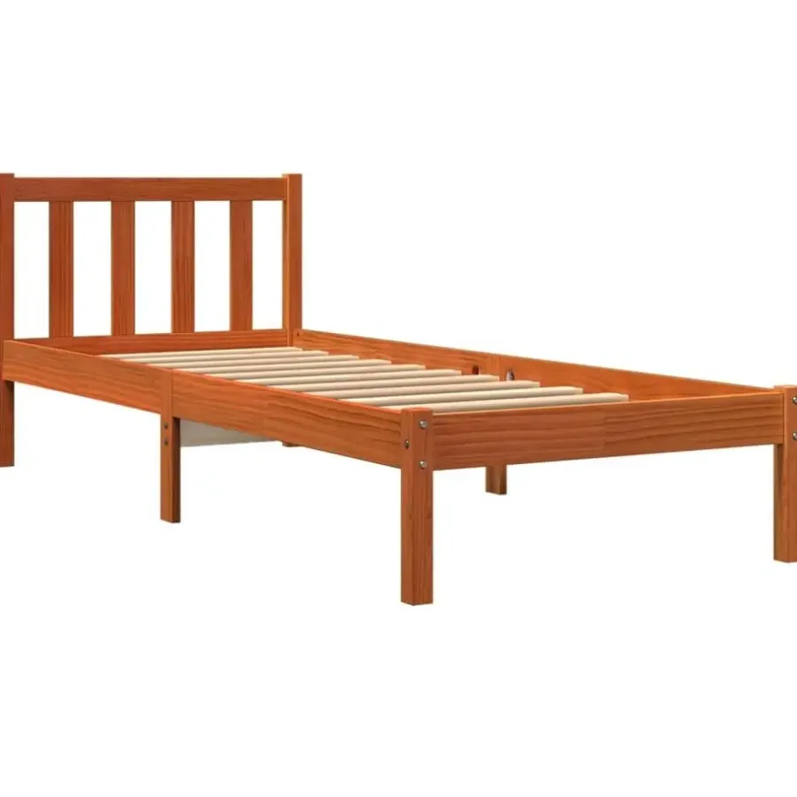 1-Persoons Bedden-vidaXL - Bed frame zonder matras - Wasbruin - Massief grenenhout - 90x200 cm