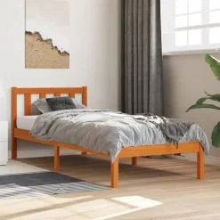 1-Persoons Bedden-vidaXL - Bed frame zonder matras - Wasbruin - Massief grenenhout - 90x200 cm