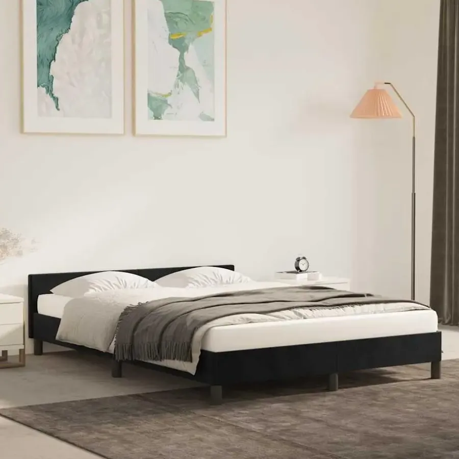 Twijfelaars-vidaXL - Bed frame zonder matras - Zwart - Fluweel - 140x200 cm