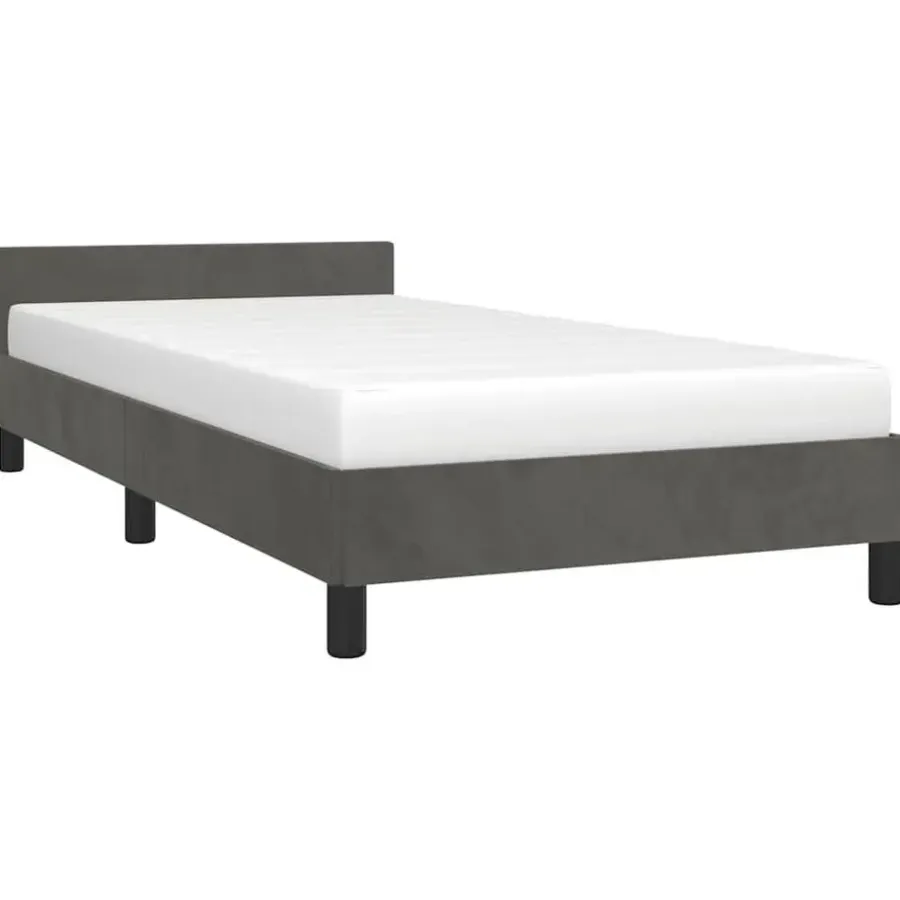 1-Persoons Bedden-vidaXL - Bed frame zonder matras - Donkergrijs - Fluweel - 90x200 cm