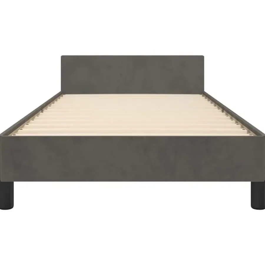 1-Persoons Bedden-vidaXL - Bed frame zonder matras - Donkergrijs - Fluweel - 90x200 cm
