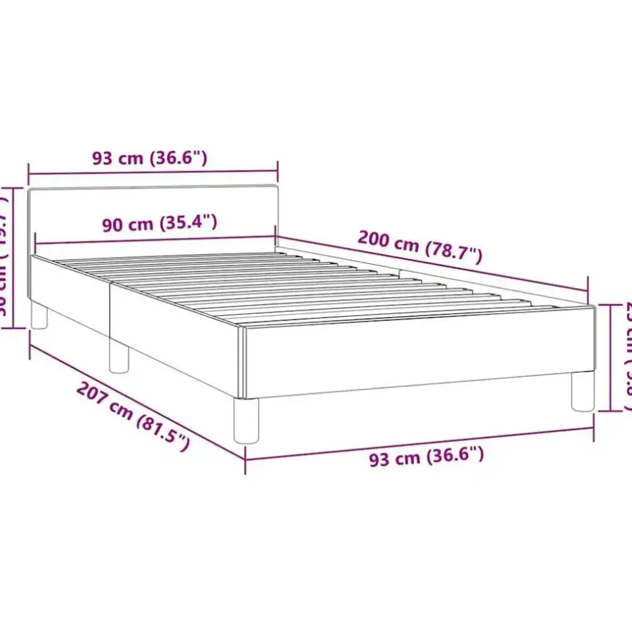 1-Persoons Bedden-vidaXL - Bed frame zonder matras - Donkergrijs - Fluweel - 90x200 cm