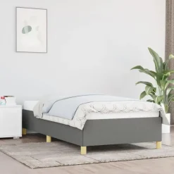 1-Persoons Bedden-vidaXL - Bed frame zonder matras - Donkergrijs - Stof - 80x200 cm