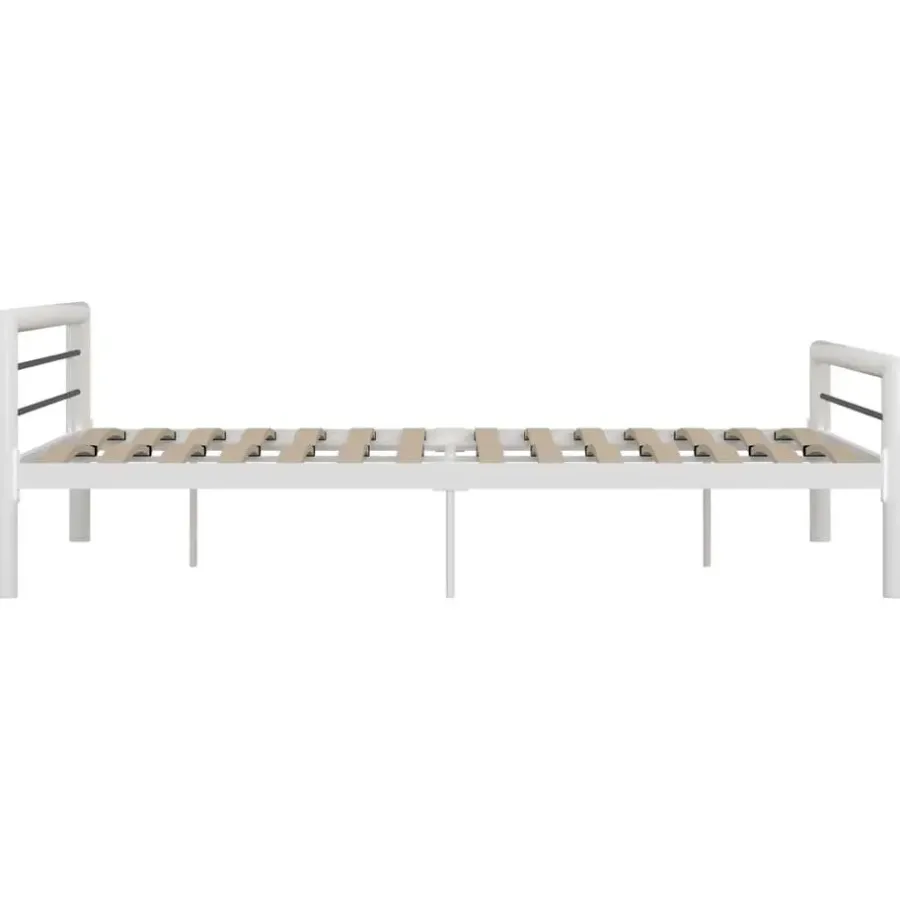 Twijfelaars-vidaXL - Bed met hoofd- en voeteneinde - Wit en zwart - metaal - 180x200 cm