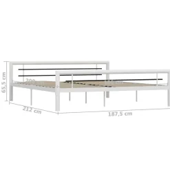 Twijfelaars-vidaXL - Bed met hoofd- en voeteneinde - Wit en zwart - metaal - 180x200 cm
