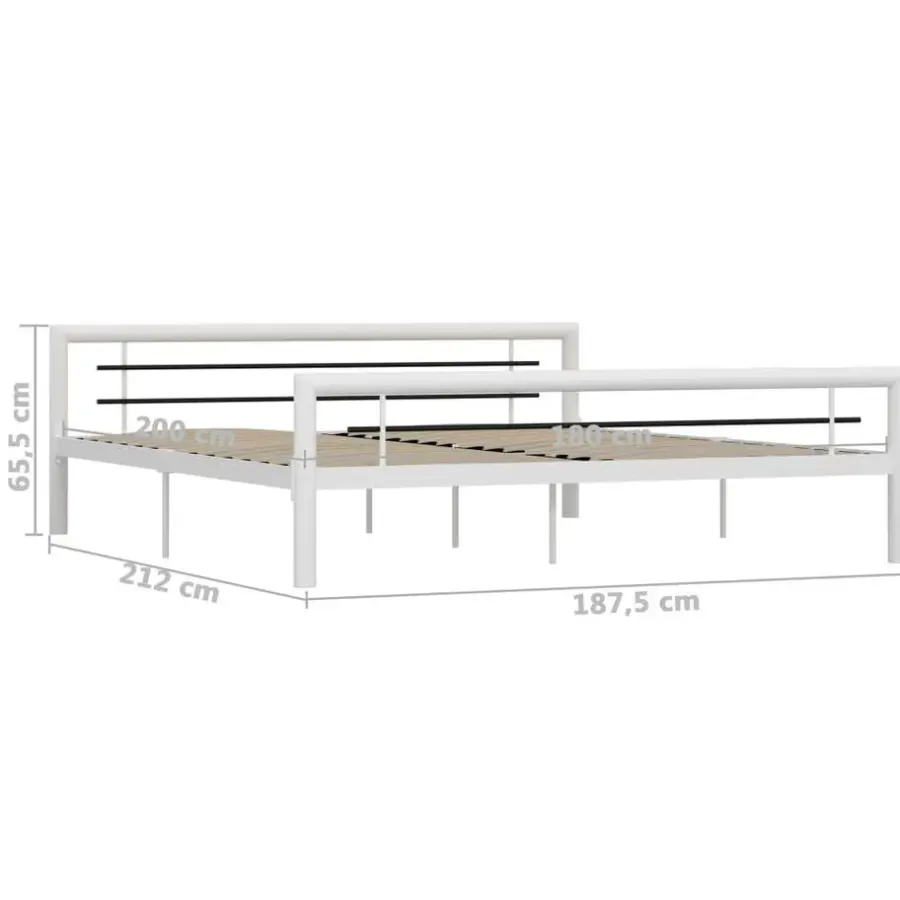 Twijfelaars-vidaXL - Bed met hoofd- en voeteneinde - Wit en zwart - metaal - 180x200 cm