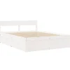 2-Persoons Bedden-vidaXL - Bed met hoofdbord en lades - Wit - Massief grenenhout - 140x200 cm