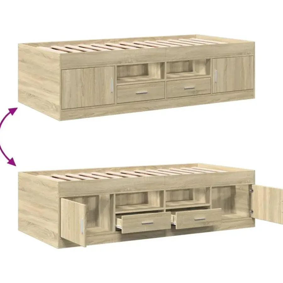 vidaXL - Bed met lades - Bruin - Hout - 90 x 200 cm - Zonder matras