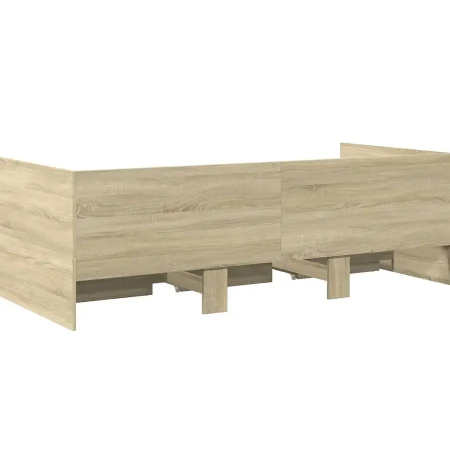 Kinderbedden-vidaXL - Bed met lades - Sonoma eikenkleurig - Hout - 90 x 200 cm